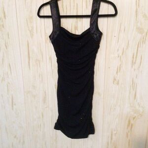 Glittery Hailey Logan by Adrianna Papell Black Ruched Bodycon Mini Dress…